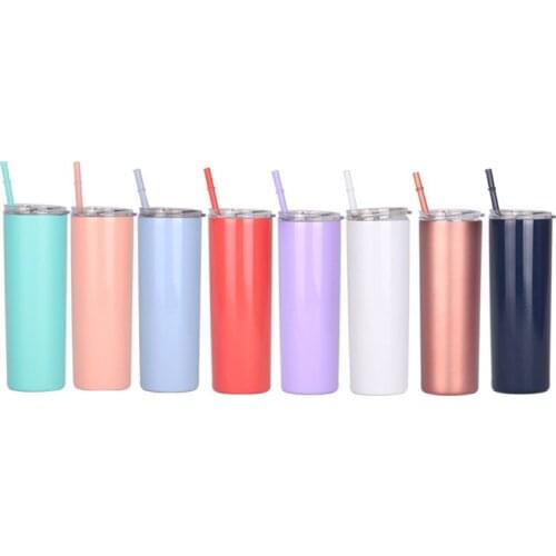 New 20oz Mug with Lid &Straw Wine Cups Stainless steel Tumbler Insulated thermos Cup Travel Coffee Mug Beer Mug