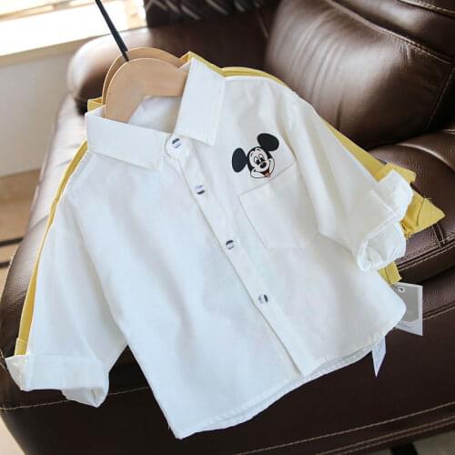 New Arrivals Girls White Tops Spring and Autumn Cute Long-sleeved Childrens Cartoon Shirts Boys Blouses Teen Clothes Kids Tops