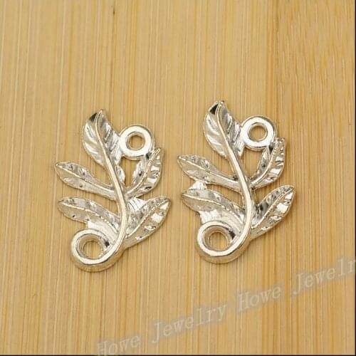 35 pcs quality Bright silver Leaves Pendant fit Charm Women 's Fashion Bracelet Necklace DIY Jewelry Findings JC-603