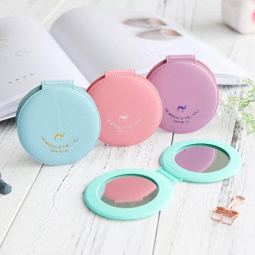 HUAMIANLI Portable Folding Mirror Cute Cartoon Small Mirror For Girls Double Side Make Up Mirror Magnifier 1pcs