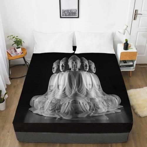 Elastic fitted sheet bed sheet With An Elastic Band 150x200/180/200/160x200 Mattress Cover Bed cover 1pc Black Buddha