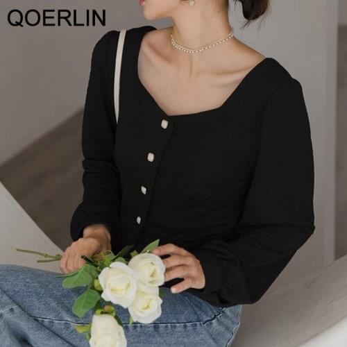 QOERLIN Long Sleeve Blouses For Women Striped Suit Shirts Ladies Office Work Wear Tops Blue White Female Clothes Blouse Femme
