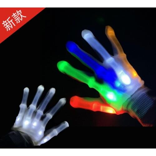 Led luminous gloves adult children show props colorful flashing gloves halloween christmas show props