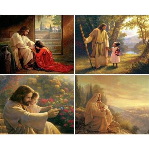 YI BRIGHT DIY Square Round Diamond Painting Religious Jesus Hand Acrylic Mosaic Unique Gift Embroidery Furniture Decoration