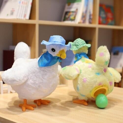 Funny Electric Chicken Stuffed Plush Animal Toys Laying Egg Hen Fluffy Shocked Anti-stress Gadget Fun Game Toys For Children