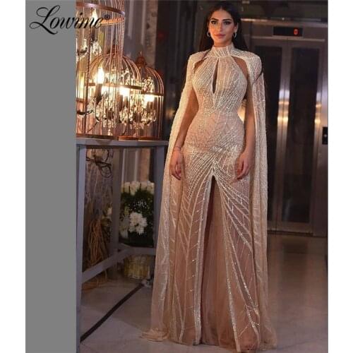 Robe De Soiree Middle East Women Long Celebrity Dresses Dubai Arabic Kaftans Lace Capped Sleeves Formal Evening Wear Party Gowns