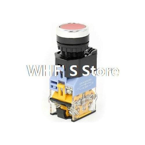 22mm 1 N/O N/C Momentary Red LED Lamp Push Button Switch AC 380V 10A