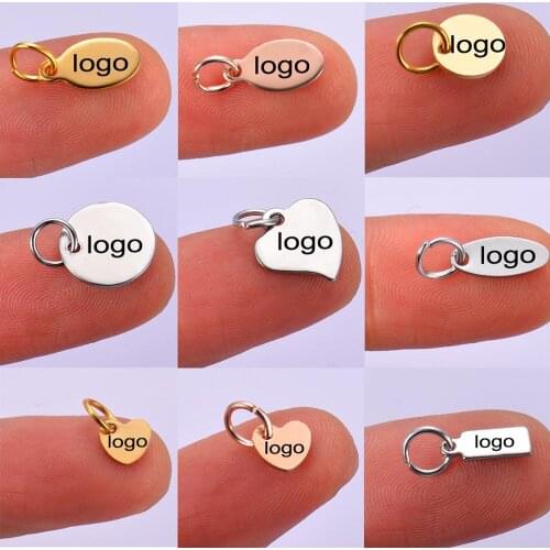 50pcs Silver,Gold Tone Stainless Steel Mini Disc Custom Logo Stamping Tags Necklace Brand Tag for Logos Not Turn Off Color