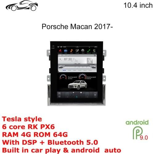 Android 9.0 4+64GB Tesla Style Car GPS Navigation For Porsche Macan 4.0 2017-2019 Auto Stereo Radio Head unit Multimedia player