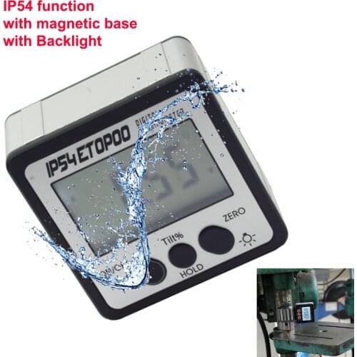 ETOPOO IP54 Black Magnetic Based Digital Protractor Bevel Gauge Inclinometer With Backlight Support Degree Slope % Bevel Box