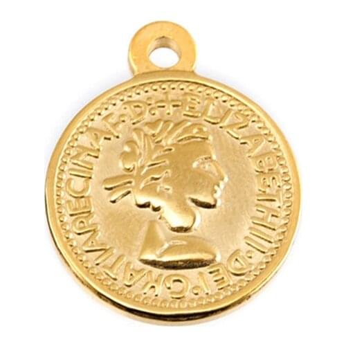 DIY Vintage Medal Pound Elizabeth II, Euro 10 Cent Coins Pendant Thick Charms for Necklace Jewelry Accessory Wholesale 10pc