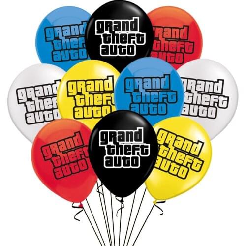 10pcs 12inch Grand Theft Auto Party Game Theme GTA Motorcycle Latex Ballon Race Car Balloons Birthday Adult Boys Toy Decoration