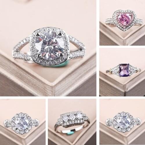 Exquisite White Crystal Zirconia Wedding Rings Charm Silver Color Engagement Jewelry For Women Trend 2021 Wedding Band Gift