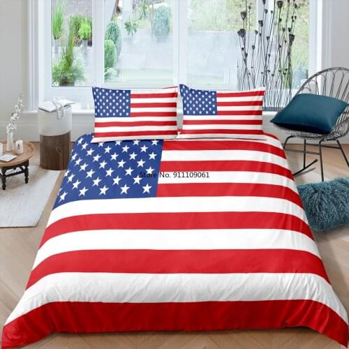 American Flag 3D Printed Bedding Set King Size Geometric Duvet Cover CA/UK/ES/DE/BR Country Flag Quilt Cover 180x200 Winter Warm