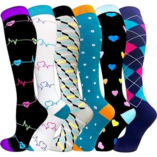 Compression Socks Women Men Running Sports Socks Pregnant Edema Nurse Compression Stockings Circulation 20-30mmHg Cycling Socks