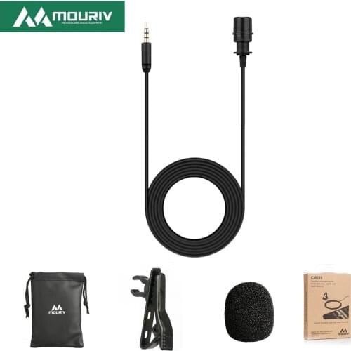 MOURIV CM205 Lavalier Lapel Clip-on Condenser Microphone for Bloggers & Vloggers Mic for iPod iOS & Android Windows Smartphones
