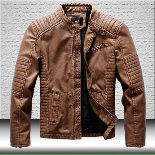 Pleated Moto Leather Jacket Men New Pop Casual Fleece Coats Male Autumn Winter Outwear Vogue Pleated Warm Leather Jackets