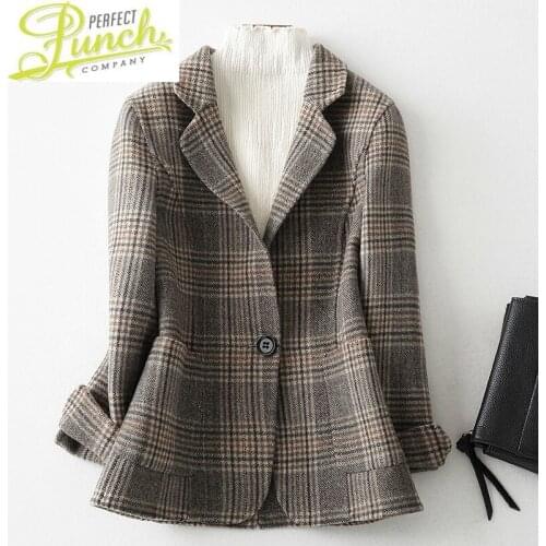 Coat Double Sided Cashmere Ladies Autumn Winter Warm Wool for Women Top Quality Short Plaid Jacket Ydf58 MF754