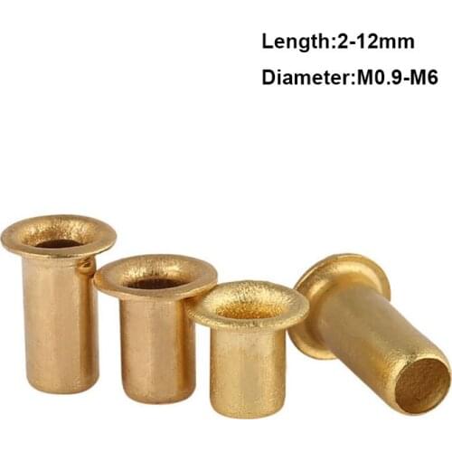 Brass Hollow Rivet Tubular Rivets Double-sided Circuit Board PCB Nails M0.9 M1.3 M1.5 M1.7 M2 M2.3 M2.5 M3 M3.5 M4 M5 M6