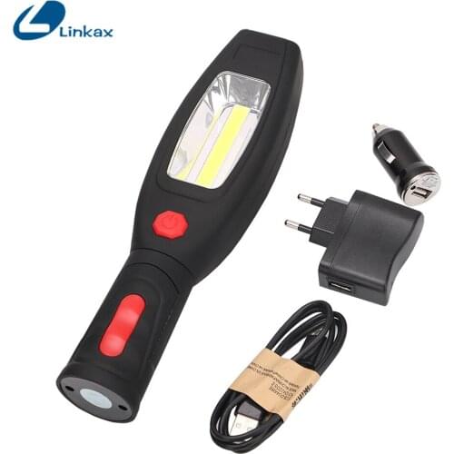 Magnet Hook Flashlight USB 2200mAh rechargeable battery Torch Powerful COB Work Light Inspection Emergency Camping Lamp
