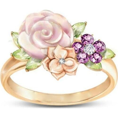 Milangirl Wholesale Fashion Trendy New Creative Golden Color Fantasy Flower Fairy Angel Ring Ladies Fashion Jewelry