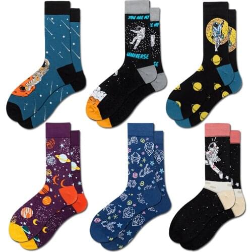 Fashion Hip Hop Colorful Novelty Cotton Mens and Women Socks Cartoon Mushroom Cookie Kawaii Happy Funny Dress Socks