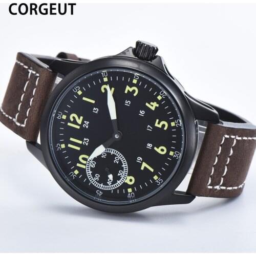 CORGEUT Brand 45mm Business Seagull Movement Manual Machinery Watch men 316L Case mechanical wristwatche Relógio masculino