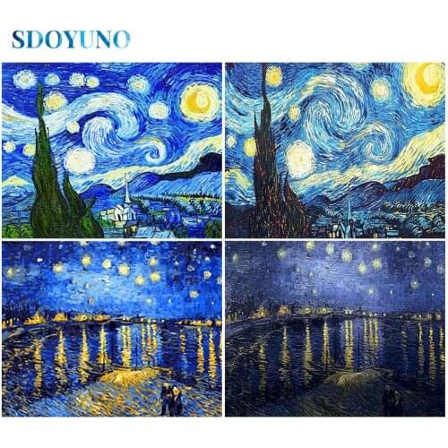 SDOYUNO Abstract Full Square/Round Diamond Painting Kits 5D DIY Diamond Embroidery Mosaic Landscape Rhinestone Art Home Decor