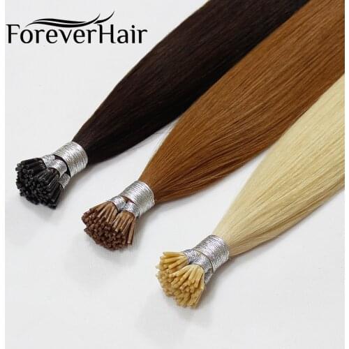 FOREVER HAIR 0.8g/s 14" 100% Remy European I Tip Hair Extension Fusion Keratin Bonded Natural Human Hair Extensions 50pcs/pac