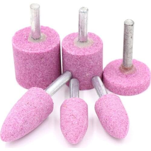 Shank 6mm Red Corundum Polishing Wheel Grinding Head Abrasive Tool Mounted Stone Points Electric Grinding Accessories