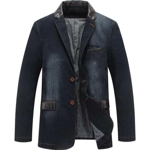 New Fashion Denim Blazer Men Business Casual Suit Blazer Jacket Jeans Coat Office Military Vintage Blazer Cotton OUTWEAR