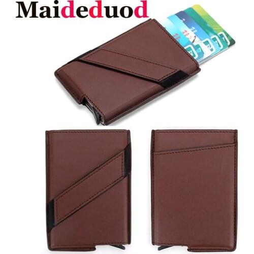 New Slim PU Leather Credit Card Holder Wallet Aluminium Men Women Metal Wallet for Cards Business Card Package RFID Protector
