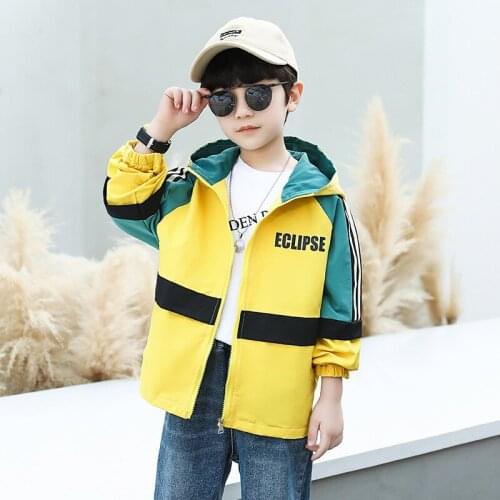 Splicing Spring Autumn Boy Coat Overcoat Top Kids Costume Teenage Gift Children Clothes High Quality Plus Size