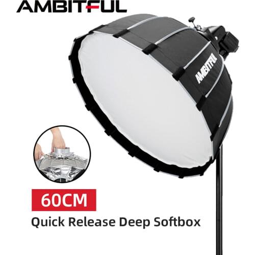 AMBITFUL Portable P60 60CM Quickly Fast Installation Deep Parabolic Softbox for Bowens Profoto Elinchrom Flash Speedlite Softbox