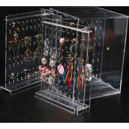 Transparent Multifunctional Plastic Screen Earring Jewelry Stand Display Organizer Holder Show Rack