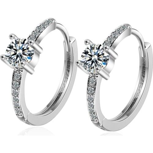 Zircon Gold Glitter Huggie Big Round Bling 925 Sterling Silver Hoop Earrings For Women Korean Trendy Fashion Large Jewelry Gift