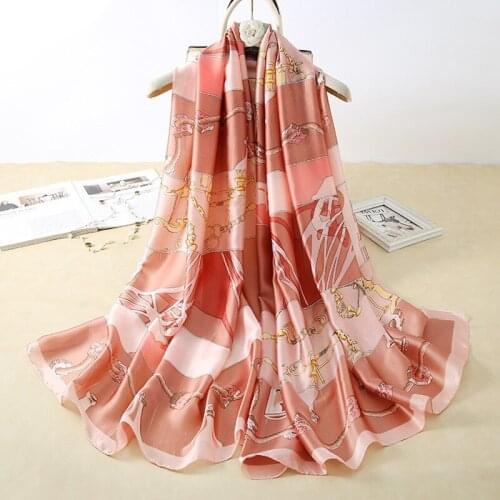 Chic Womens Scarf Silky Soft Silky Imitation Fashion Shawl Luxury Decoration Sjaal Beach Sunscreen Long Wrap 180cm*90cm