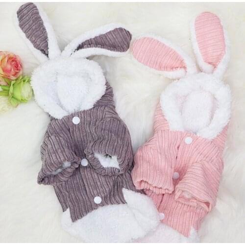 Cute Rabbit Design Dog Hoodie Winter Pet Dog Clothes For Dogs Coat Jacket Cotton Ropa Perro French Bulldog Pug Pets Clothing