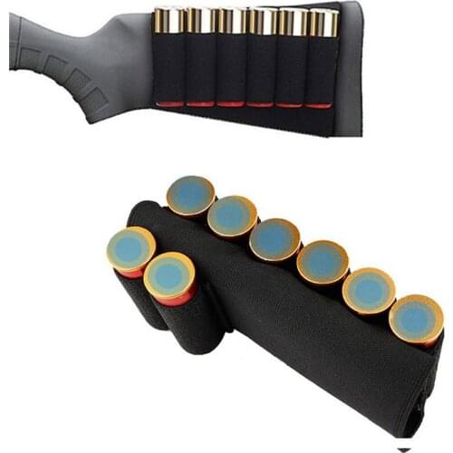 Tactical 8 Round Ammo Pouch Shell Holder Shotgun Buttstock 12 Gauge Cartridge Bullet Bag Nylon Airsoft Hunting Accessories