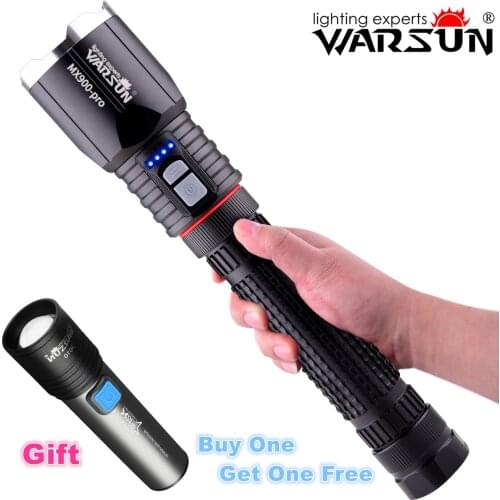WARSUN MX900 High Brightness 2500 Lumen Rechargable Flashlight P70 LED Latern Powerful Camping Lamp Self-Defense Emergey Torch