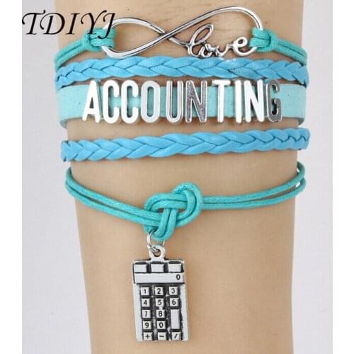 TDIYJ Infinity Love Multilayer Braided Bracelet with Slide Charms and Calculator Pendant as Gift 6sets/lot