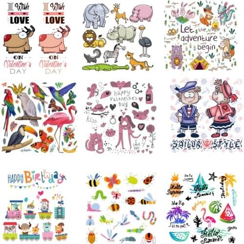 Iron on Transfer for Clothing Thermoadhesive Patches Stickers Diy Cute Patch Animal Applique for Clothes Textile Vinyl Stripes I