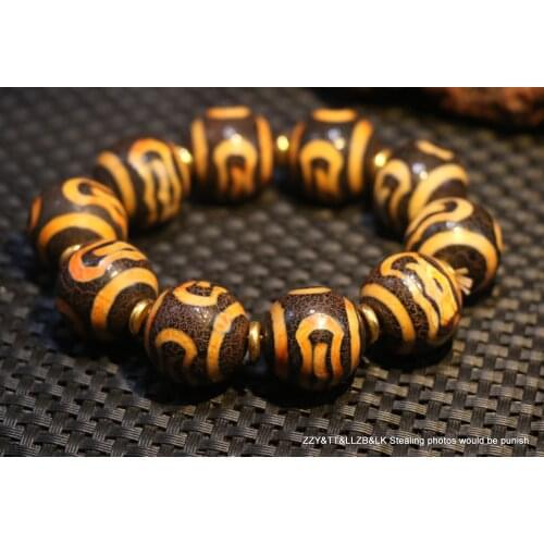 Super Energy Tibetan old Agate Da Peng Bird Totem Large dZi Bead Amulet Bracelet 3A ZY LKbrother Talisman UPD210084A1