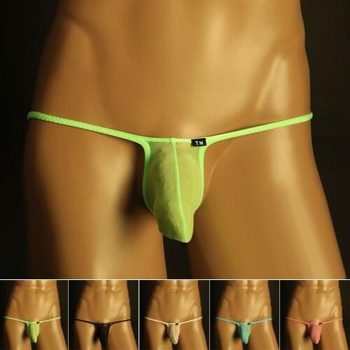 Sexy Men Bikini Thong Swimwear Ultra-thin Transparent Mesh Briefs Men Gay Panties Bulge Pouch G-string Thong Gay Men Underwear