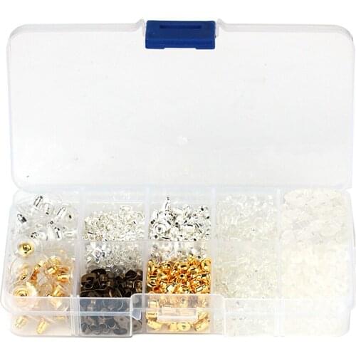 1040 Pcs Mixed Ear Stud Earrings Backs Stopper DIY Jewelry Findings with Box