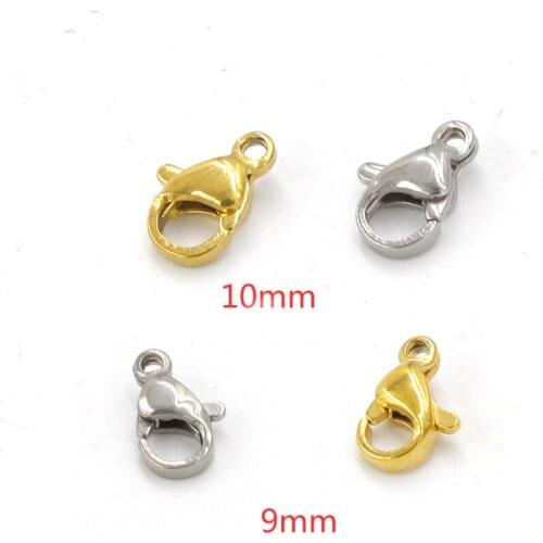 100% Stainless Steel Lobster Clasps Hooks End Connectors DIY Jewelry Findings Components Wholesale 100pcs