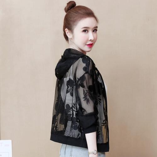 Women Summer Beach UV Jacket Female Long Sleeve Sun Protection Clothing Ladies Mesh Perspective Loose Sunscreen Casual Top X304