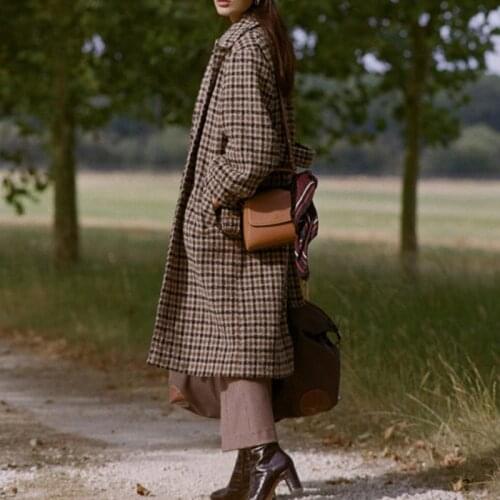 Wool Women Sweater 2020 Autumn and Winter New Doll Collar Puff Sleeve Tie Jacket Long Coat