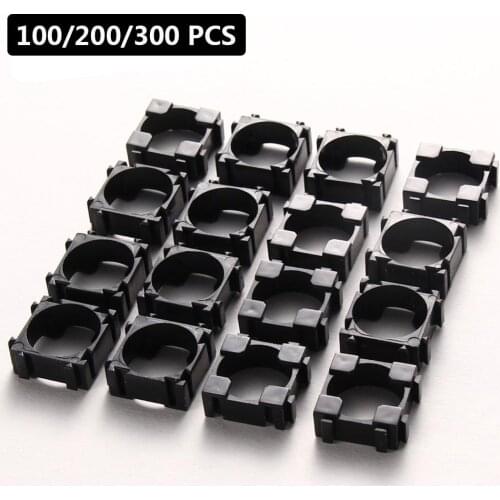 100/200/300pcs Plastic Battery Bracket 18650 Safety Anti Vibration Holder Bracket 22x22mm pc+pp+gp Meterials Batteries Stand