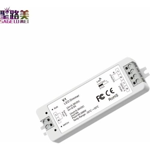 2.4G single color RF Push Dim Dimming led Controller DC5V 12V 24V 36V 1CH*8A dimmer V1 receiver for single color led light tape